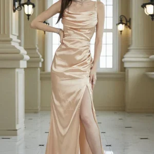 Robe Longue Satin Champagne