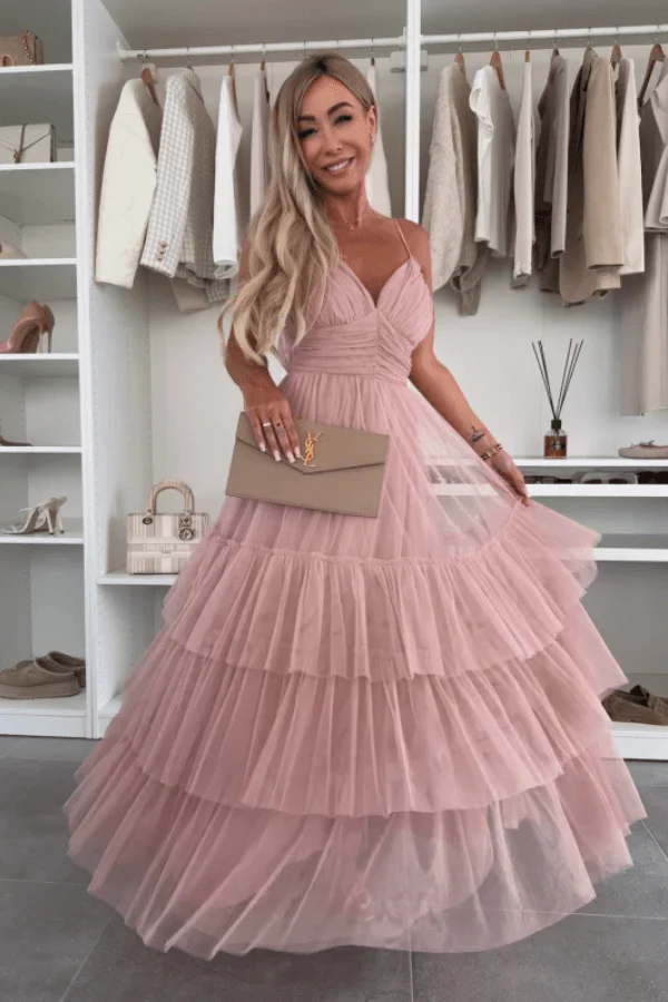 Robe Longue Tulle Rose Pale – Image 2