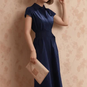 Robe Mi Longue Bleu Marine