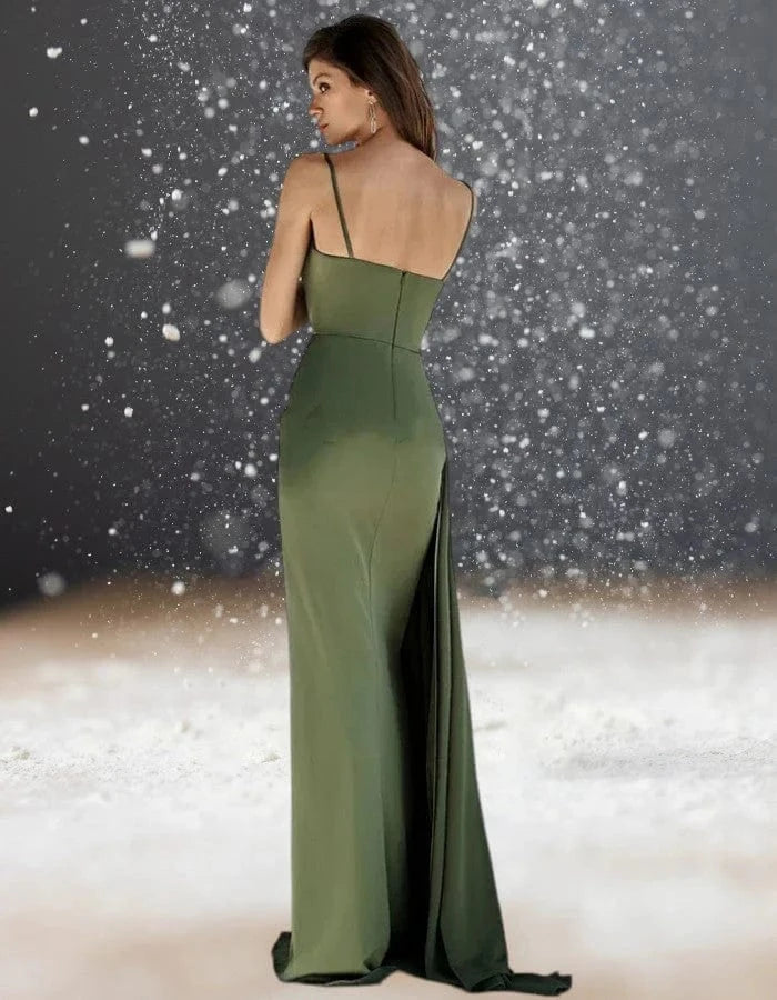Robe Satin Vert Olive – Image 3