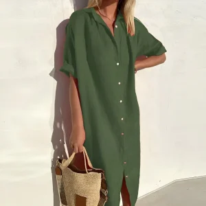 Sophie - Robe Chemise D'Été En Coton Respirant